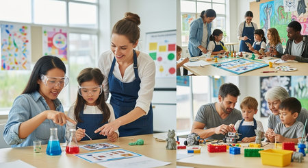 Education learning and Idea knowledge concepts of children with innovative technology and science in...