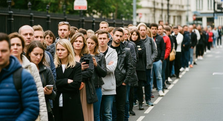 Image of people waiting in line