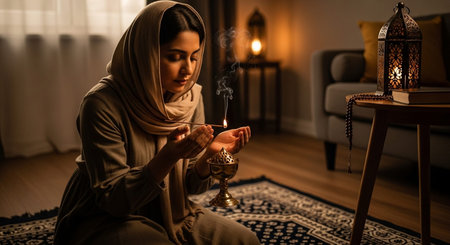 Image of a woman engaged in a ritualistic activity