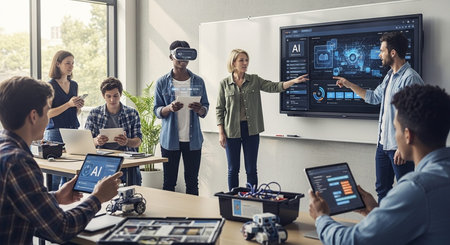 Technology and AI Usage in Daily Life Imageの写真素材