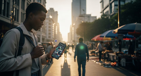 Technology and AI Usage in Daily Life Imageの写真素材