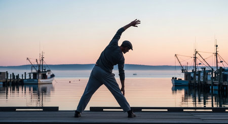 Yoga Practice Concept with Balance, Flexibility, Mindfulness and Holistic Wellness