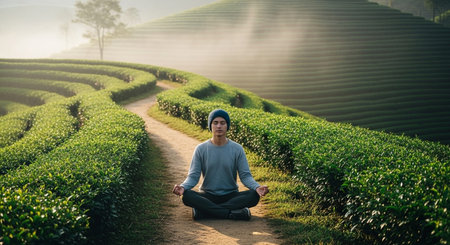 Yoga Practice Concept with Balance, Flexibility, Mindfulness and Holistic Wellness