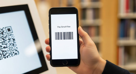 Hand holding smartphone with a payment app on the screen.