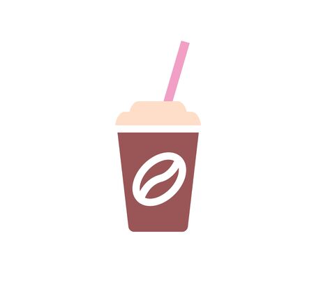 Coffee in a to go Cup with lid and straw iconのイラスト素材
