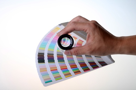 Color chart and magnifying glassの写真素材