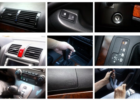Luxury car interior details collageの写真素材