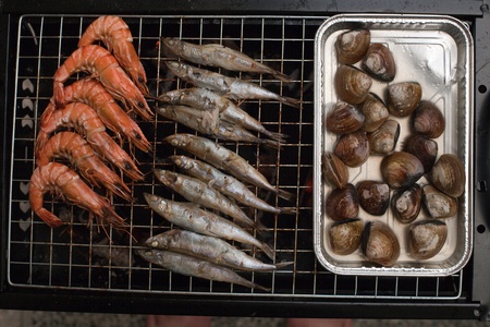 Grilled rack of fine seafood
