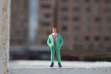 workers thinking about future/plastic miniature people lifestyleの写真素材