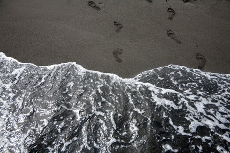 Empty beach shot from the sand and waveの写真素材
