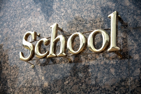 Gold school logo of schoolの写真素材