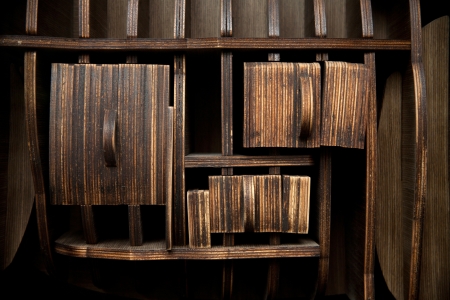 weathered color used wooden wallの写真素材