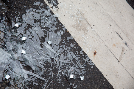Broken glass on the roadの写真素材