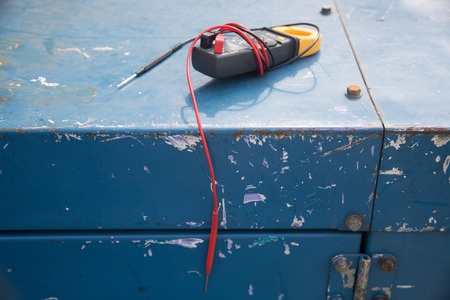 voltage meter on the machineの写真素材