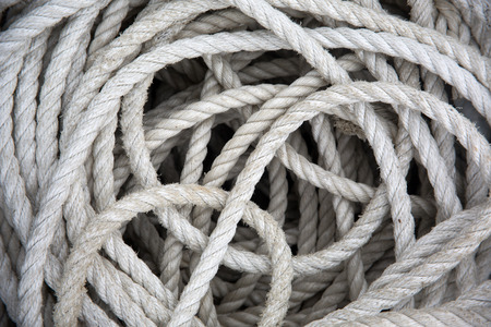 rope on the seaside rocksの写真素材