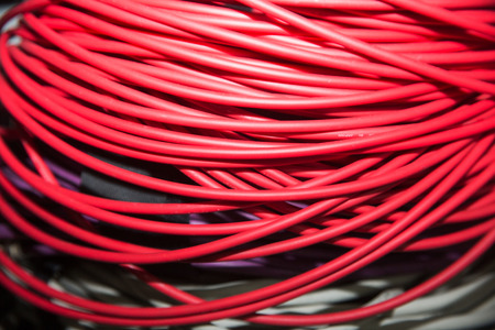 audio/video cables on a white backgroundの写真素材