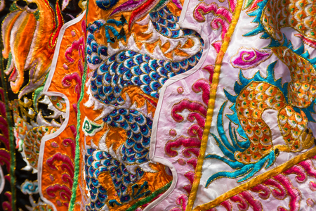 fabric texture of traditional lantern festival sceneの写真素材