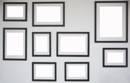 wood frames on wallの写真素材