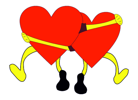 Couple two hearts lovers on Valentine time のイラスト素材