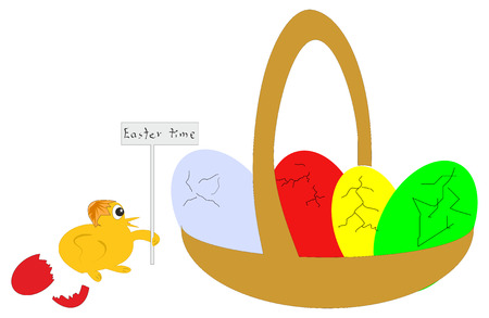 Chicken shocked by the new birth illustration のイラスト素材