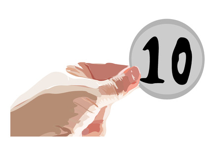 Hand holding on metallic number plate.のイラスト素材
