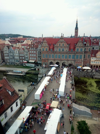 Aerial view in old town district in Gdansk Poland 