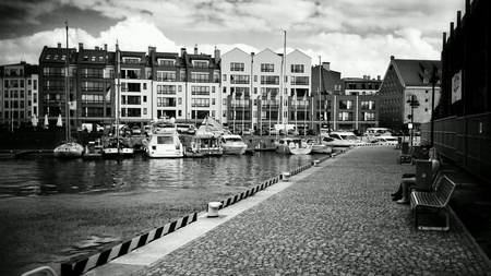 Marina in Gdansk. Yachts port in the old town district in Gdansk, Poland. 
