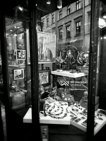 Cracow, architecture, reflections in shop windows. Krakow, Poland.の素材
