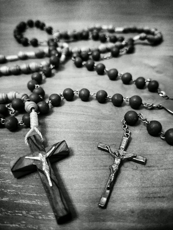 Two rosaries. Catholic most important prayer support.の素材