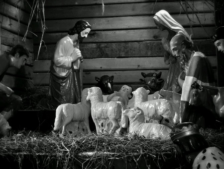 Christmas creche in catholic church.の素材