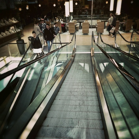 escalator in shopping centre. Gdansk, Poland.の素材