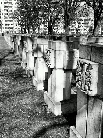 Cemetery monuments of Zaspa Heroes. Victims of Nazism and World War II.の素材