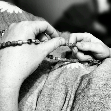 Recitation of the Rosary before retiring.の素材