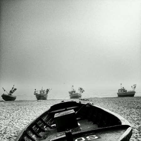 Fishing boats on the beach. Sopot, Poland.の素材