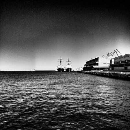 Marine NATO maneuvers in the Baltic. In the photo warships and visitors at the port. Gdynia, Poland.