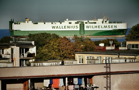 Gulf of Gdansk. Ship entrance to the port. Gdansk Brzezno, Poland.の素材