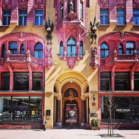 Sightseeing Lodz. View on the Piotrkowska street. Lodz, Poland.の素材