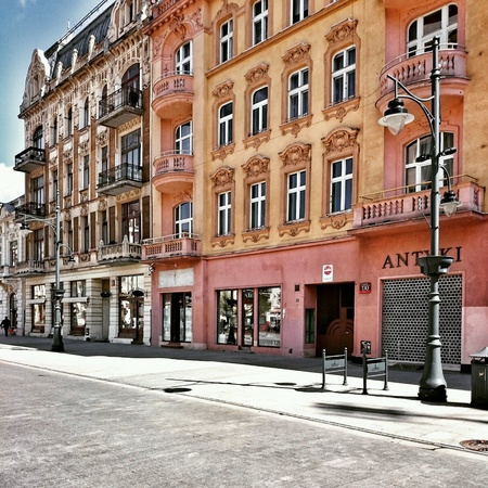 Sightseeing Lodz. View on the Piotrkowska street. Lodz, Poland.の素材