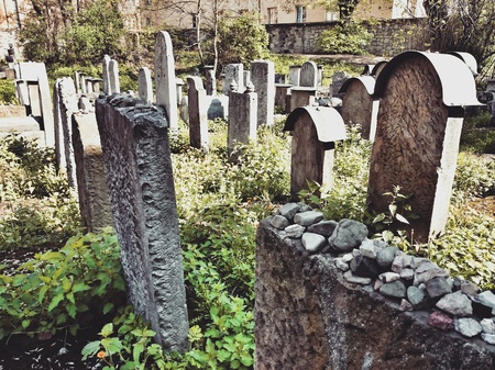 Old Jewish Cemetery in the old city in Krakow. Krakow, Kazimierz, Poland.