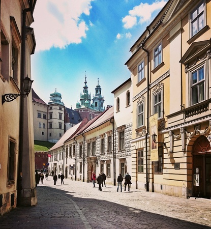 Sightseeing Krakow. Architecture in old town district. Krakow, Poland.の素材
