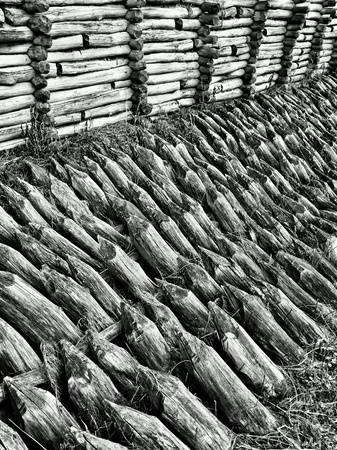 Settlement prehistoric reconstruction Pre-Slavian buildings in Biskupin, Poland.の素材