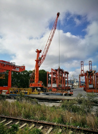 Container terminal in Gdynia, Poland.の素材