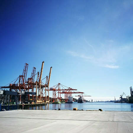 Container terminal in Gdynia, Poland.の素材