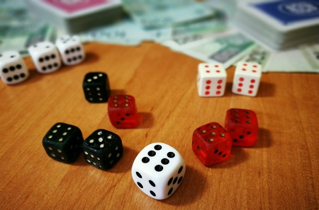 Hazards equipment, dice, card and money, win or loose attributes.
