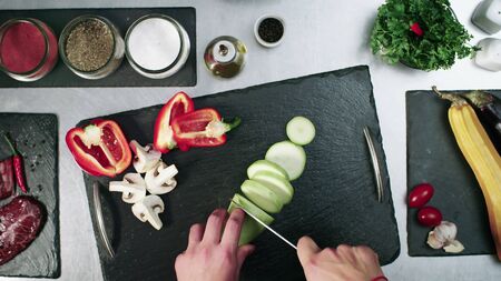 salad making good looking stock imageの写真素材
