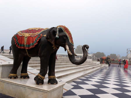 krishna temple in mathura, elephantの写真素材