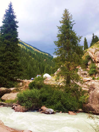 The Grigoriev gorge the valley of the river ChonAksu. Kyrgyzstan.の写真素材