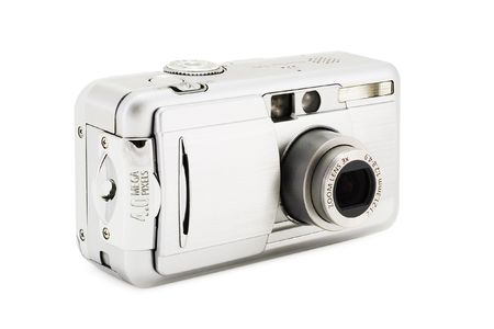 compact digital photo camera on a white background with clipping path for designers