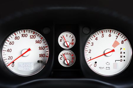 full dashboard of sport car with backlight