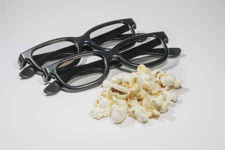 Pair of 3D Glasses and Salty Popcornの写真素材